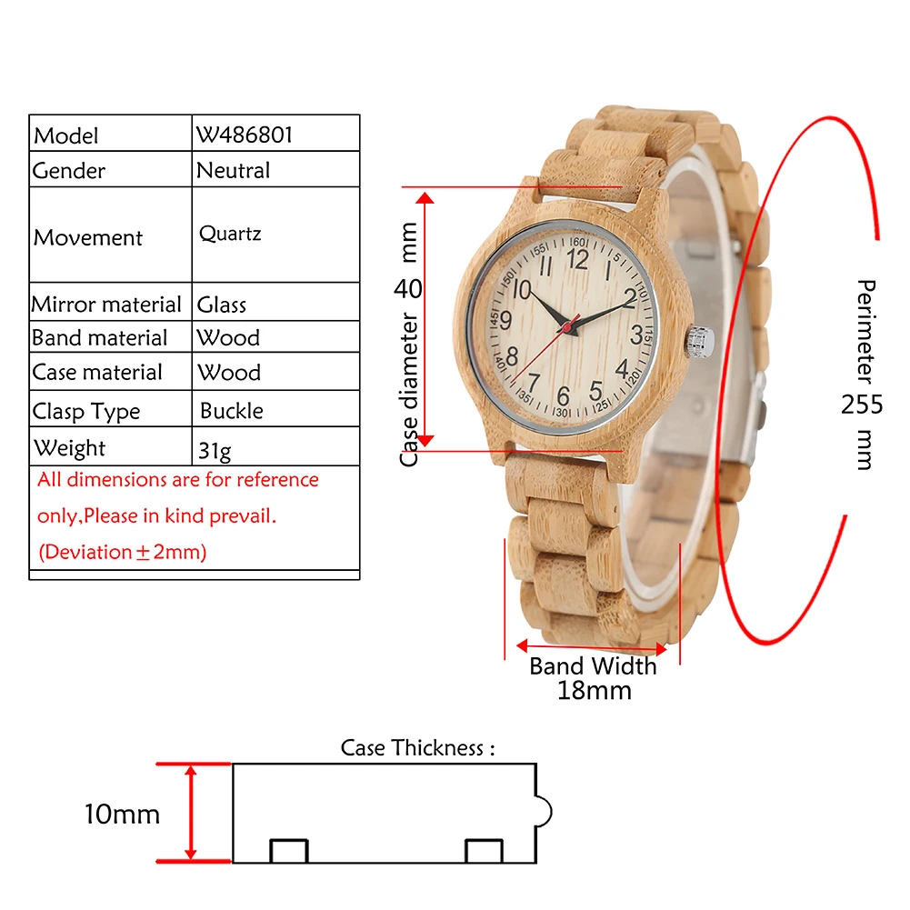 Natural Full Bamboo Wood Clock Watches Simple Women Pure Wood Watch Top Brand Luxury Quartz Ladies Dress Wooden Band Wristwatch 5