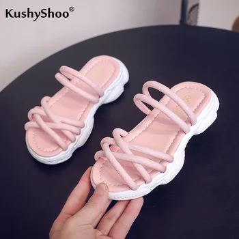 

KushyShoo 2020 Summer Children's Sandals Girls Princess Shoes Students Sandals for Girl Kids Solid Cute Toddler Sandals