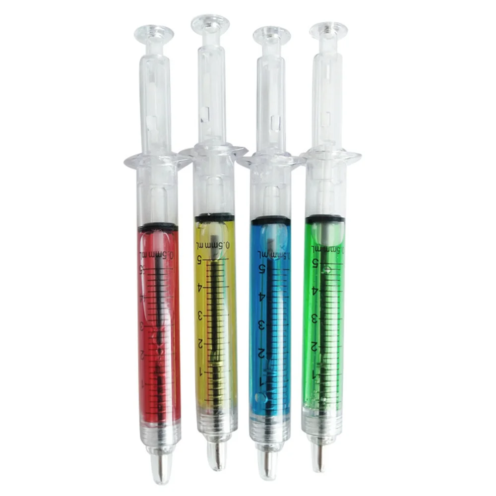Toyvian Needle Tube Writing Pen Syringe Black Ink Ballpoint Pen Stationery Office Supplies 24pcs Random Color 