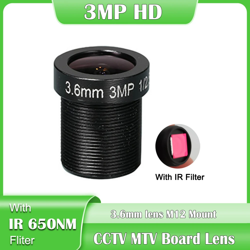 Tanie 3MP IR 3.6mm lens1/2.5 "CCTV MTV soczewka płyty z filtrem