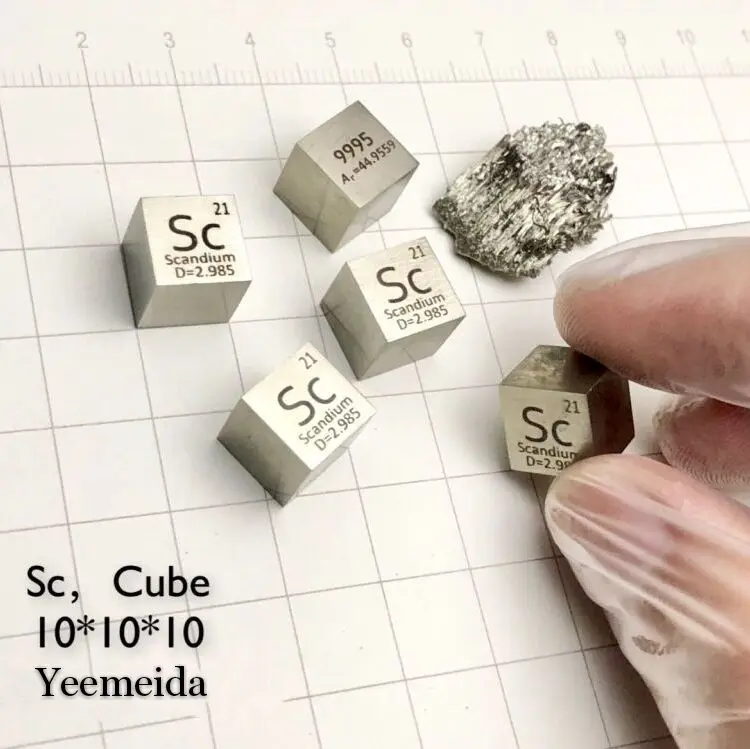 Scandium Металл 10 мм Плотность куб 99.9% чистый для коллекции элементов