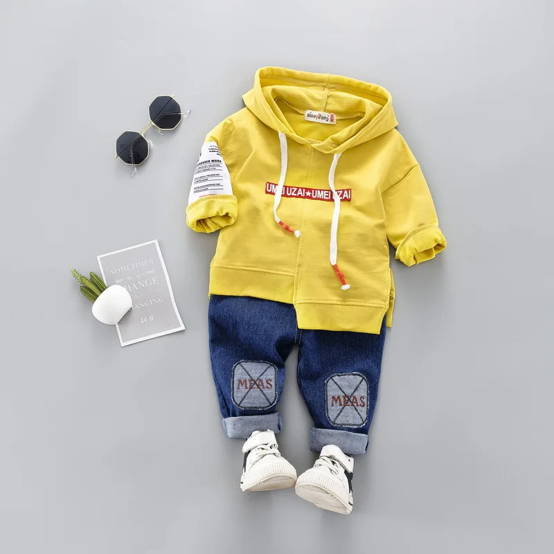 Yellow Одежда для новорожденных; коллекция года; осенне-зимний комплект одежды для маленьких мальчиков и девочек; комплект одежды из 2 предметов: худи+ штаны; детская одежда; Одежда для младенцев - Цвет: Yellow