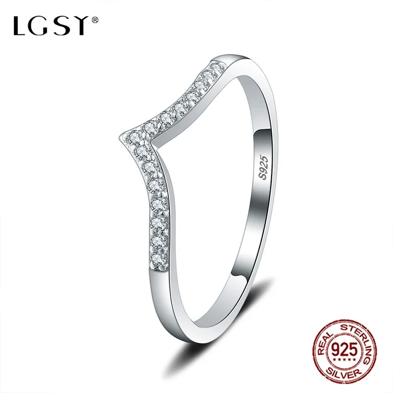 

LGSY Wedding Rings 925 Sterling Silver Engagement Rings Irregular Design Romantic Fine Jewelry Crystal Rings For Women DR1015
