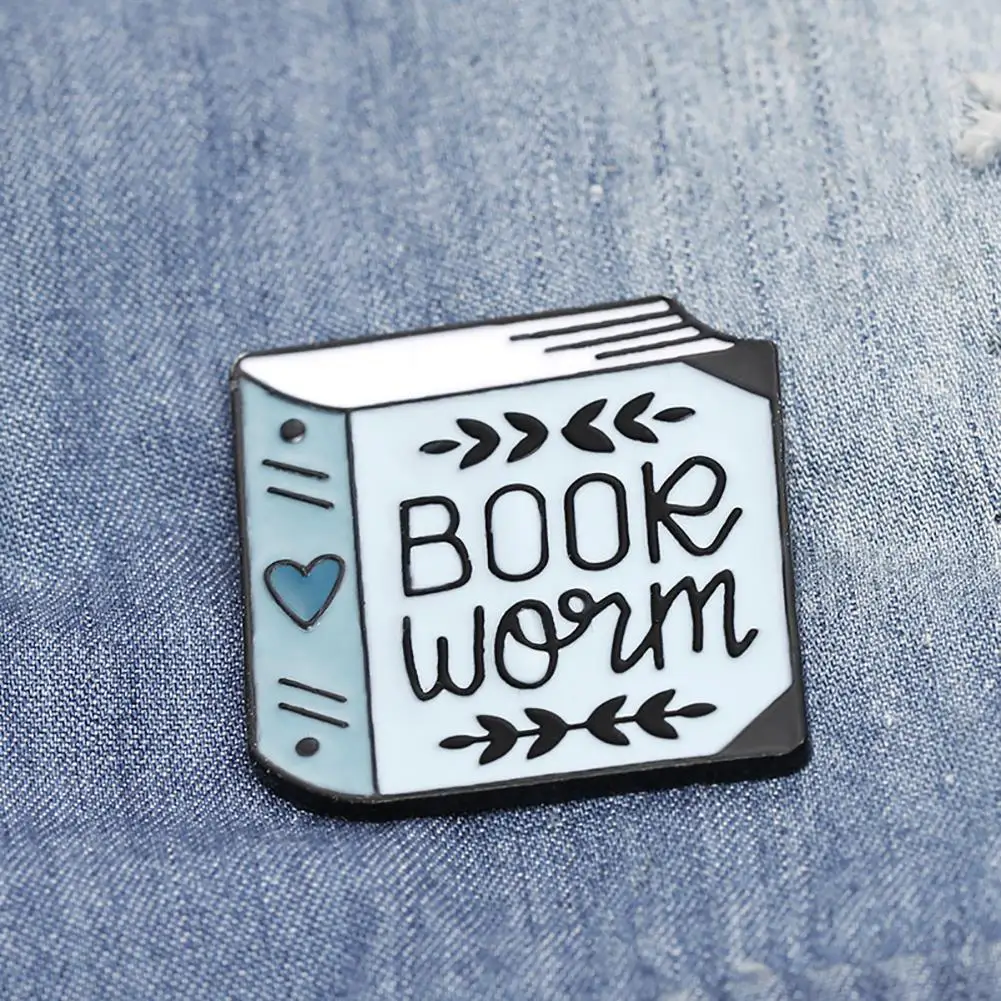 Fashion Women English Letter Book Worm Badge Brooch Pin Clothes Jewelry Decor | Украшения и аксессуары