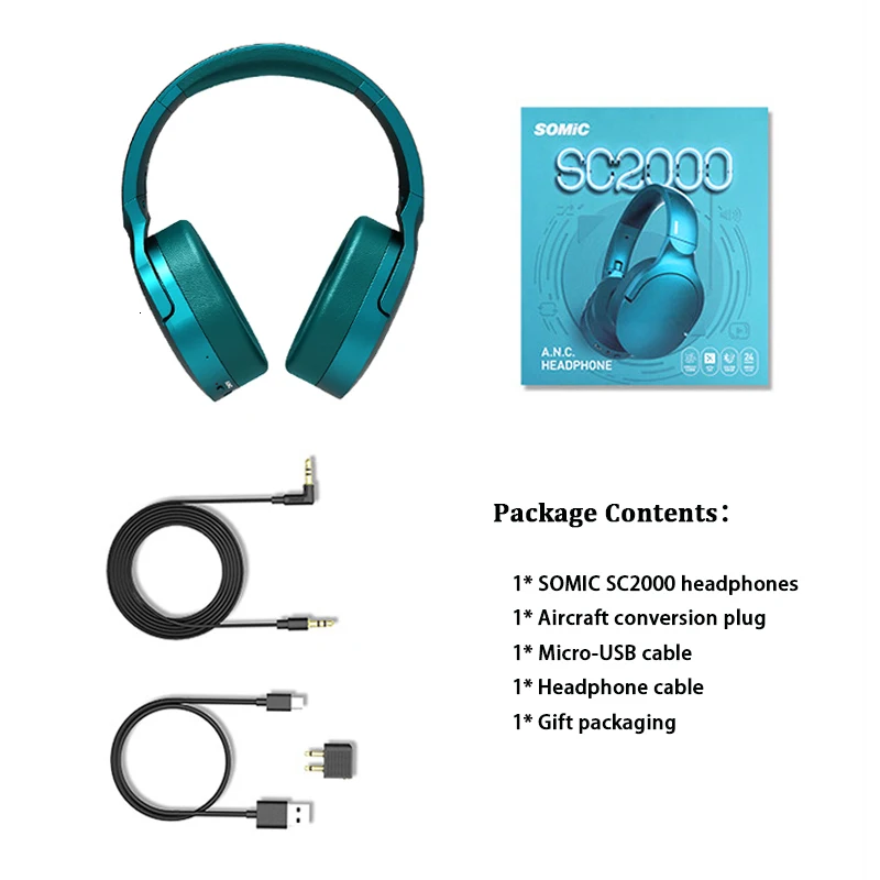 Somic SC2000 активное шумоподавление высокое качество музыка стерео 5,0 Bluetooth беспроводной+ Проводная гарнитура удобные наушники