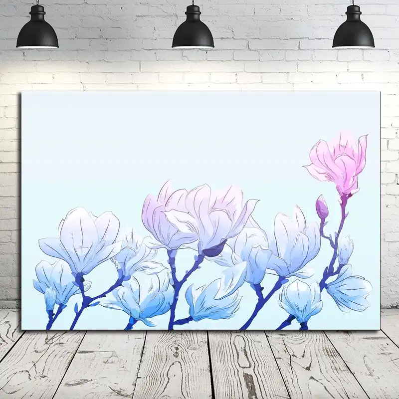 Poster Artistico De Lienzo De Magnolia Congelada Japonesa