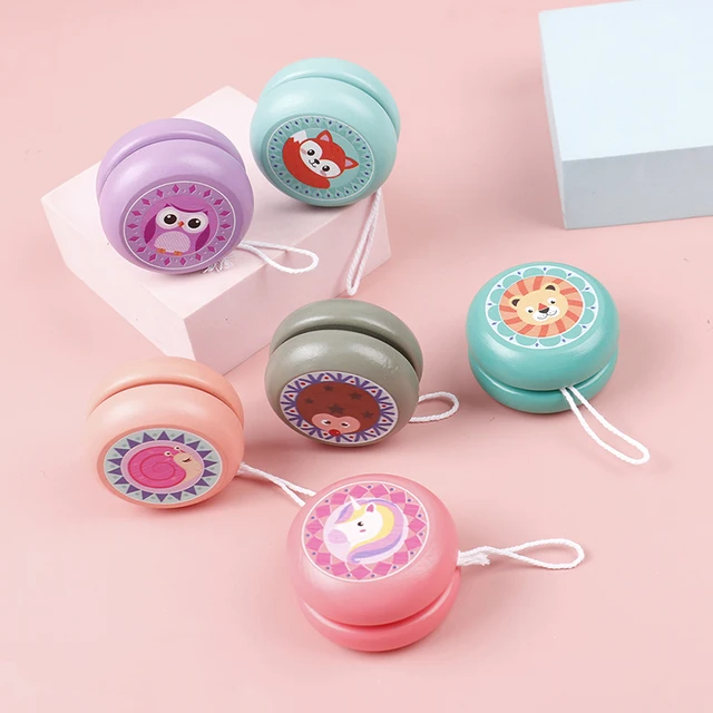 Children Yoyo Ball Cute Animal Prints Wooden Yoyo Toys Fox Owl Hedgehog Snails Toys Kids Yo-Yo Creative Yo Yo Toys For Children 3