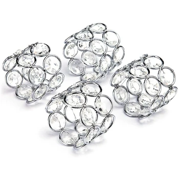 

4Pcs Silver Crystal Napkin Rings Handcraft Sparkly Napkin Rings Napkin Holders for Wedding Centerpieces Special Occasion