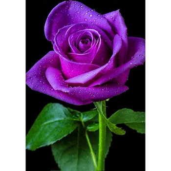 

DIY Diamond Embroidery Purple Rose Diamond Painting Cross Stitch Full Round Drill Decoration Gift