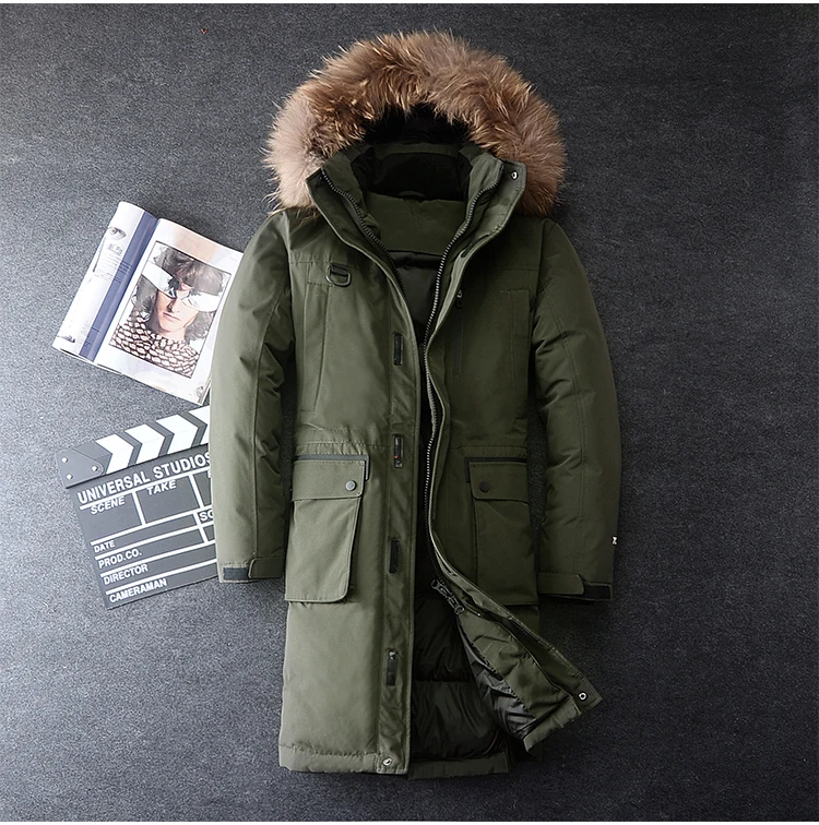 

2019 Men Winter Coat Parka X-Long Coat Thicken Men Winter Jacket Mens Parka Jacket Detachable Hood Fur Collar Plus Size 4XL
