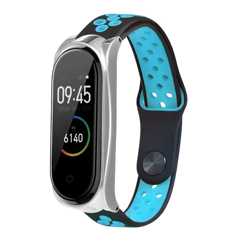 Силиконовый ремешок с металлическим чехлом для Xiaomi Mi Band 3/4 OUJ99