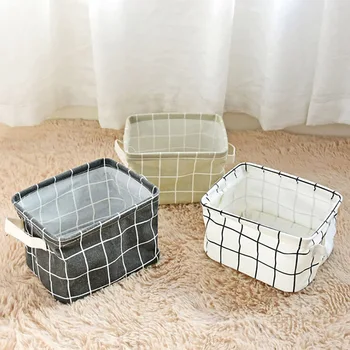 

2020 Printing Storage Basket Organization Cotton And Linen Tabletop Debris Storage Basket Home Supplies