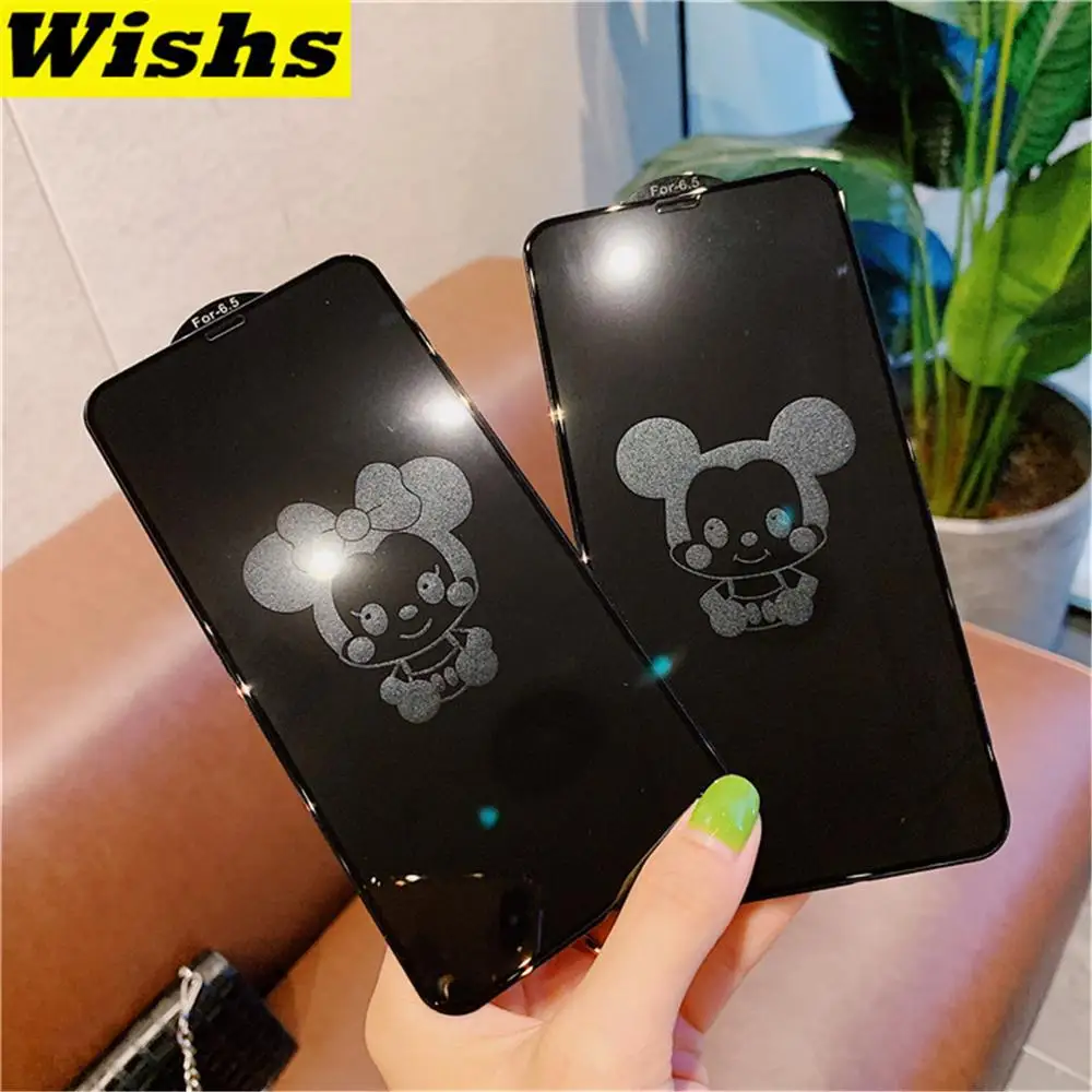 

Glitter Invisible Cartoon Bear Rabbit mouse 6D Full Screen Tempered Glass Film For iPhone 11 Pro MAX X XR Xs MAX 6 6s 7 8 Plus