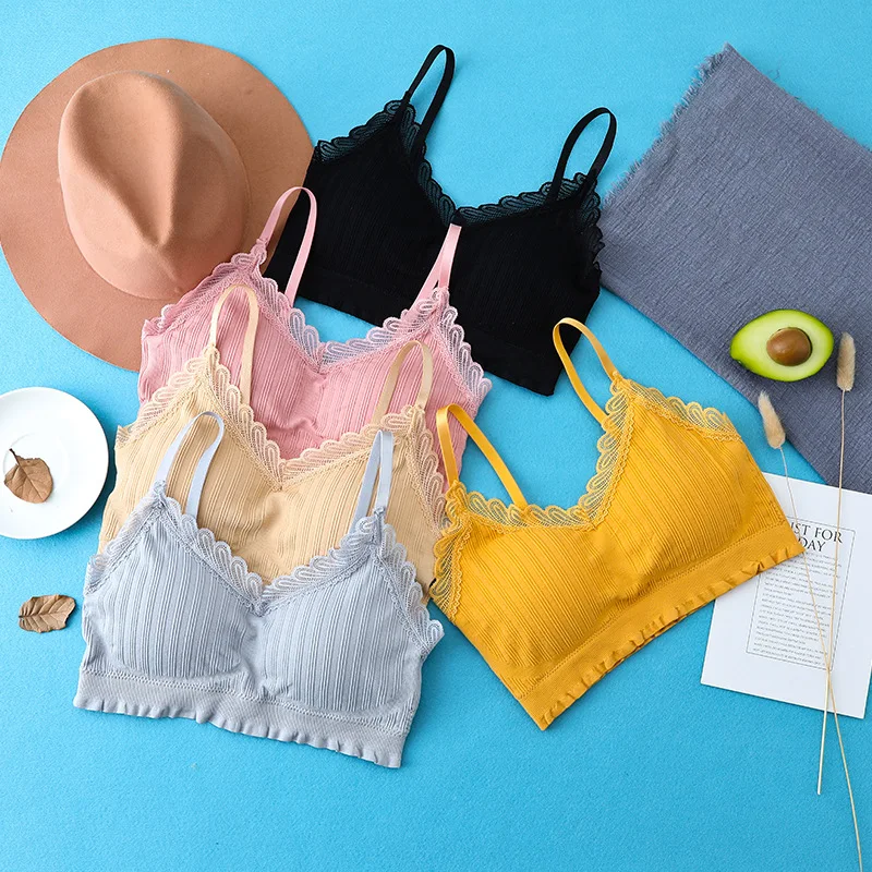 

Slim Vest Tops Lingerie Camis Women Gathered Chest Wrapped Bottoming Tube Top Sexy Lace Camisole Ladies Anti-walk-out Tank Tops