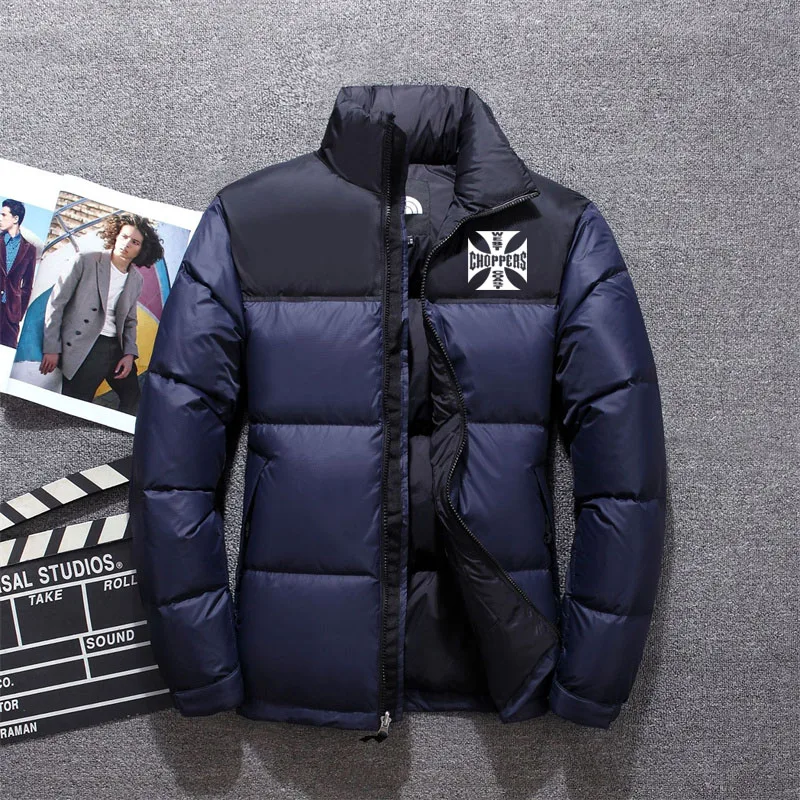 

Outdoor snow men's down jacket men's cotton clothing punk style top West coast logo print casual sports white duck Men's parka