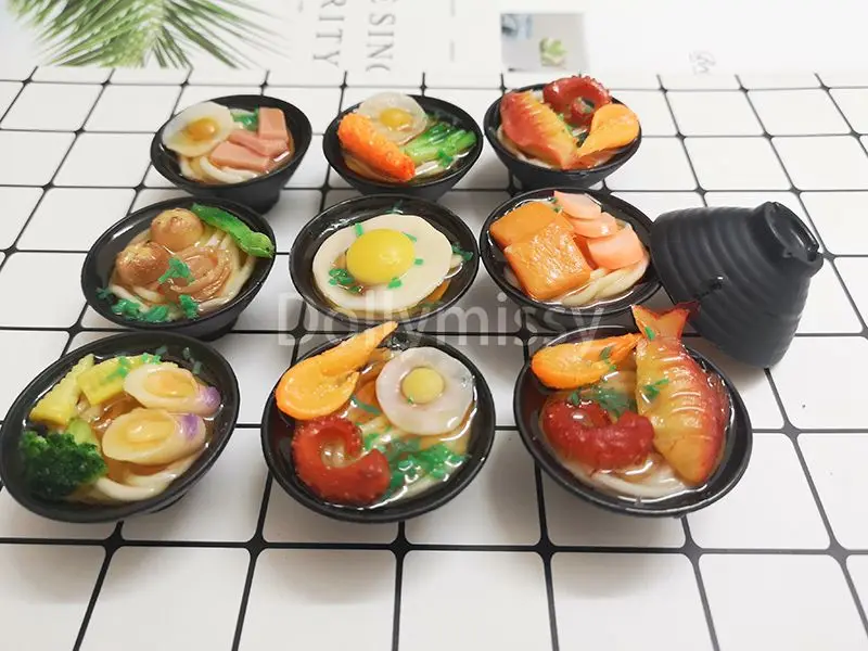 1:6 Scale Dollhouse Miniature Japanese Seafood Noodles Pretend Kitchen Food 2PCS For Blyth Barbies Bjd 1/6 Doll Accessories