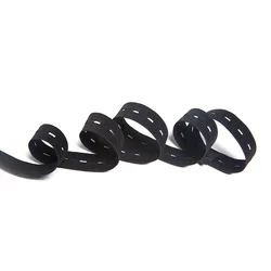 5 Meter Flat Elastic Band with Buttonholes for DIY Garment Sewing - White/Black (Black)