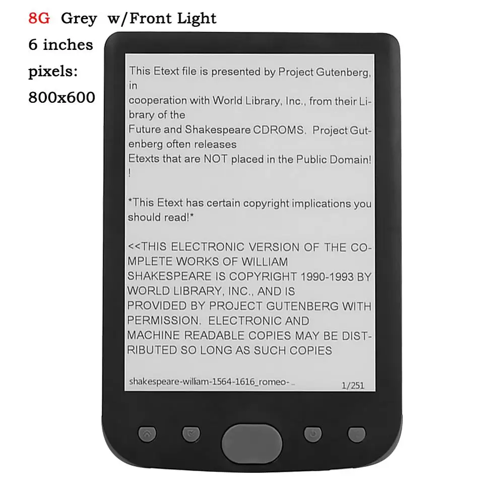 Портативный мини E-Ink дисплей 6 дюймов 8 Гб электронная книга ридер 800x600 DOC PDF TXT E-Reader с/без передний светильник Многофункциональный E-Reader - Цвет: 8G Front Light