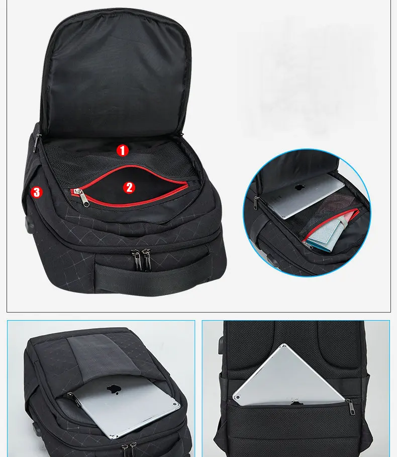 Men's Large capacity travel backpack Business Bag Laptop Usb Backpack Woman School Bag Male Leisure Backpack C44-33