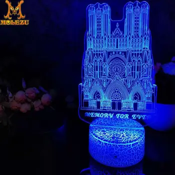 

Molezu Halloween Notre Dame De Paris 3D Led Night Light Decoration Children Kids Gifts 7 Color Changing Visual Table Lamp