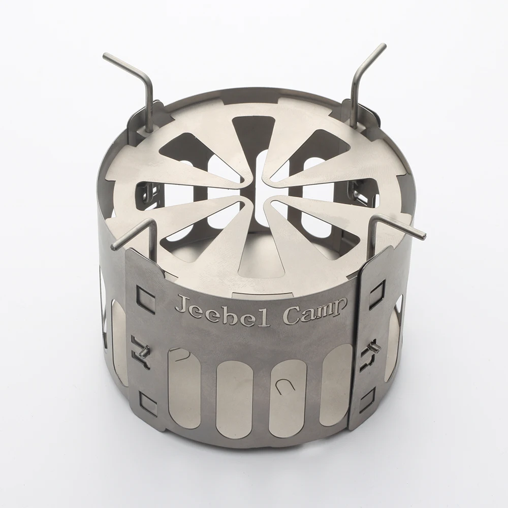 

Camping Wood Stove Backpacking Survival Cooking Picnic Hunting Portable Outdoor Folding Titanium Wood Stove Burning Aluminum