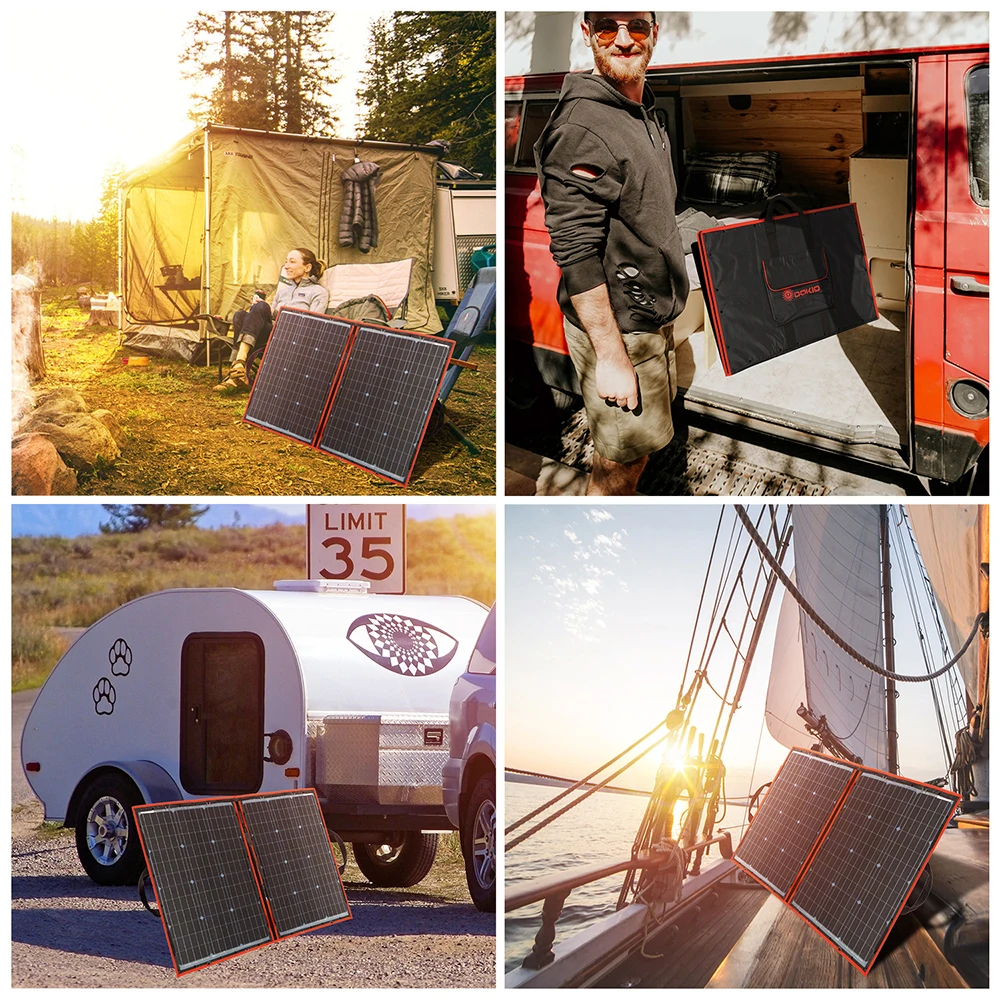 Солнечные панели Dokio складные 100 Вт (50 x 2 шт.) 12 В Вт|black solar panel|panel solarsolar panel black |