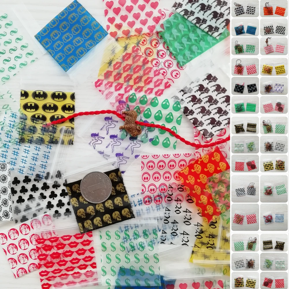 

Wholesale Resealable Plastic Ziplock bags 500pcs 1000PCS Small tabocco Jewelry Zip Baggies Many Zip Lock Design Bags H0121