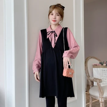 

2060# Autumn Patchwork Maternity Nursing Blouses Plus Size Loose Feeding Shirts Clothes for Pregnant Women Pregnancy Dress