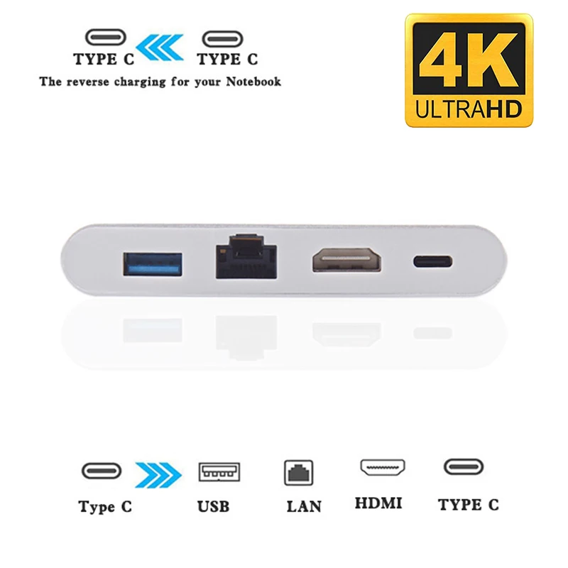 Док станция для MacBook Pro Air Dell Hp USB C переключатель на 4K HDMI Rj45 3 0 PD совместима с Thunderbolt