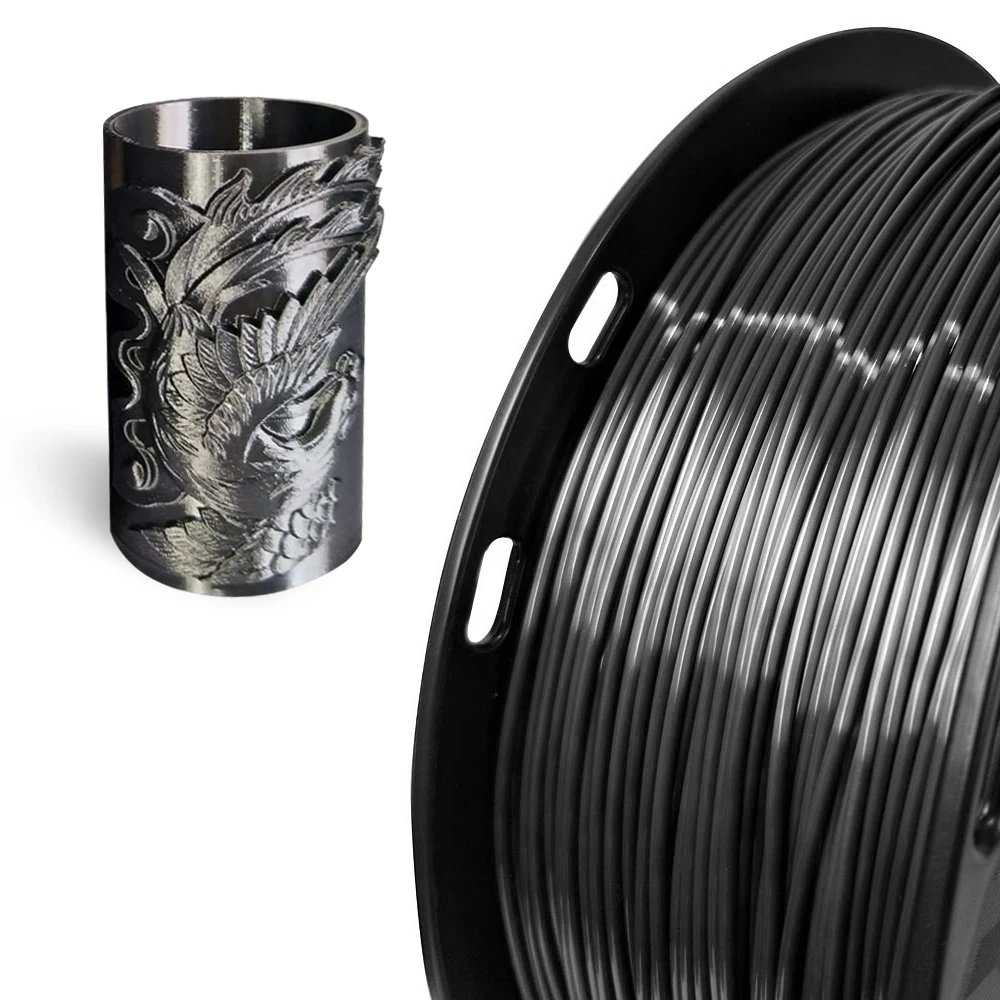 24 4 3D Printer Filament 1.75mm SILK PLA shiny BLACK
