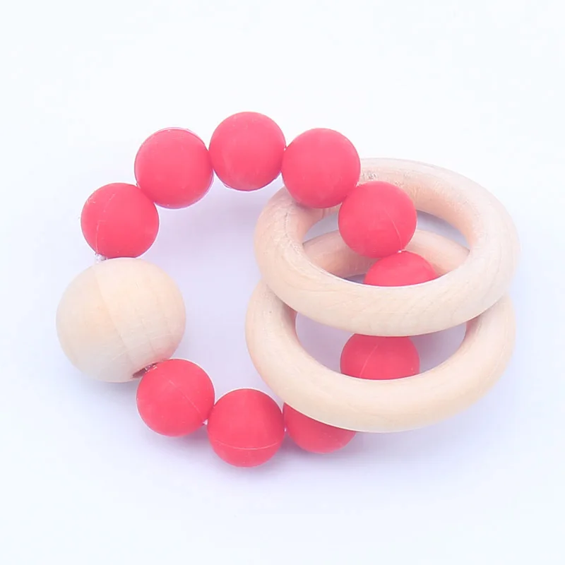Teething toys wooden teether baby nursing bracelets and rattles