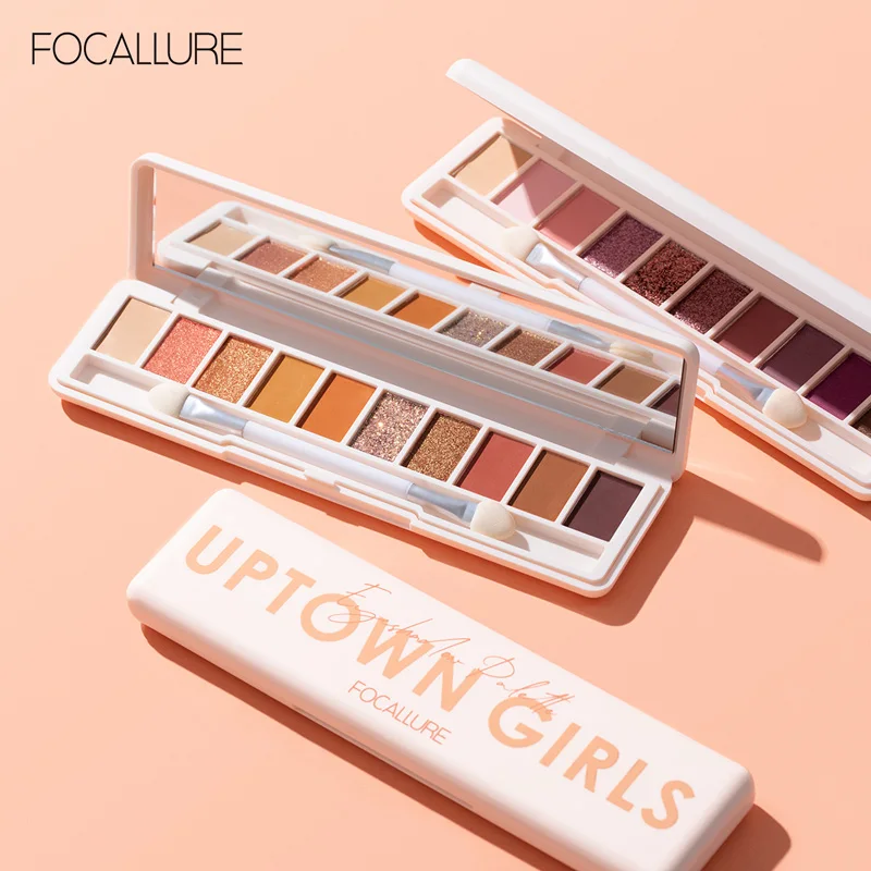 FOCALLURE 10 оттенков палитра теней для век Блеск телесный Водонепроницаемый 4