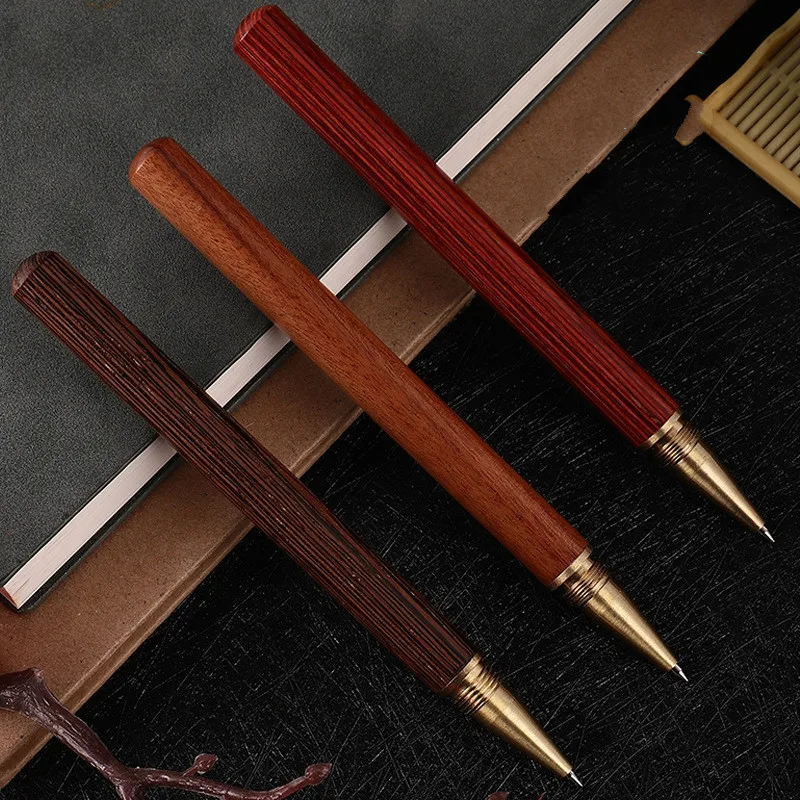 

Luxury Brass + Wood Gold Metal Sandalwood Ballpoint Pen Office School Supplies stationery signing pen Black Ink 0.5mm