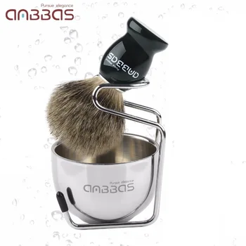 

Shaving Brush Set Resin Handle,Stainless Steel Brush Holder and Shaving Soap Cup