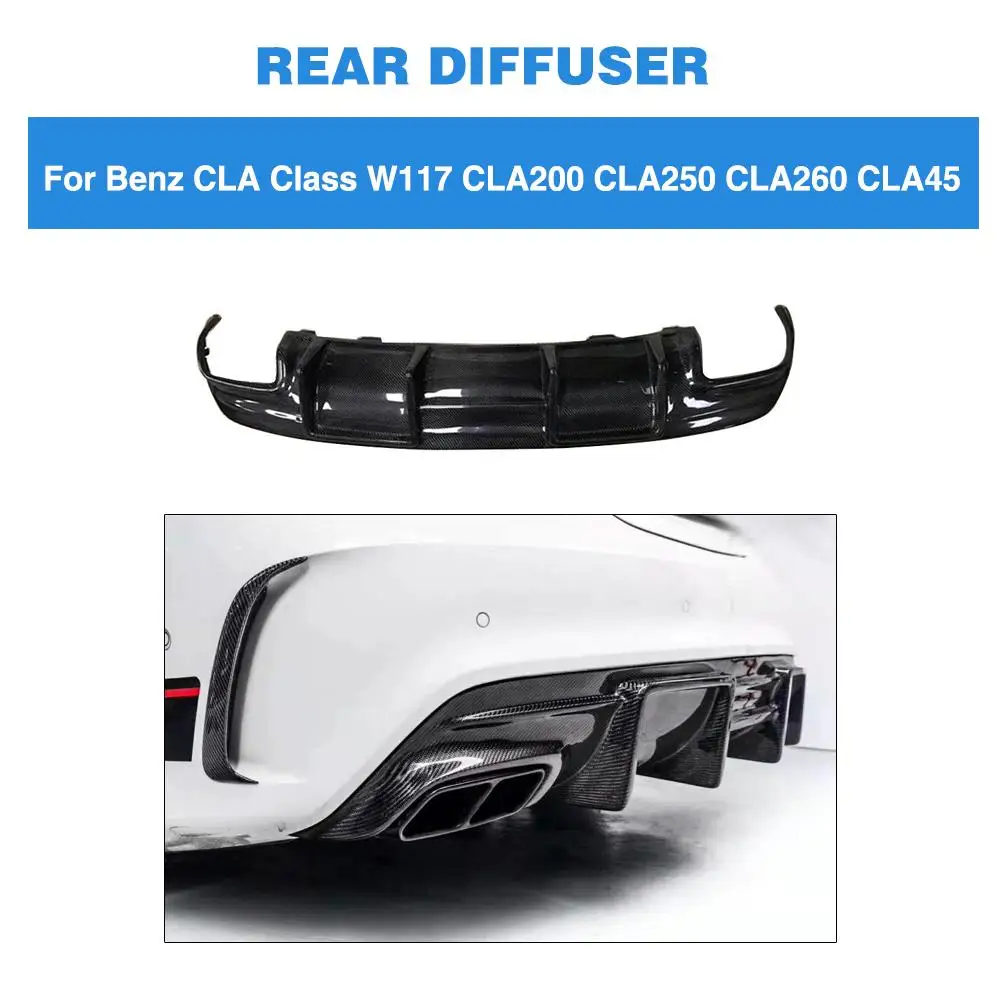 Car Rear Bumper Diffuser for Mercedes-Benz CLA Class C117 W117 Sport CLA45 AMG- Carbon Fiber