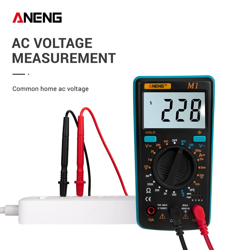 

ANENG Digital Multimeter Professional AC/DC Voltage Current Resistance Transistor Continuity Tester Mini Multimeter multi meter