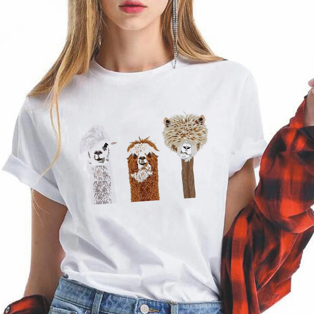 

Tumblr Tshirt Alpacas Llama Animal Print Women Clothes 2020 Harajuku Kawaii Summer Shirt Funny T shirts Cute Top Tees Femme 90s