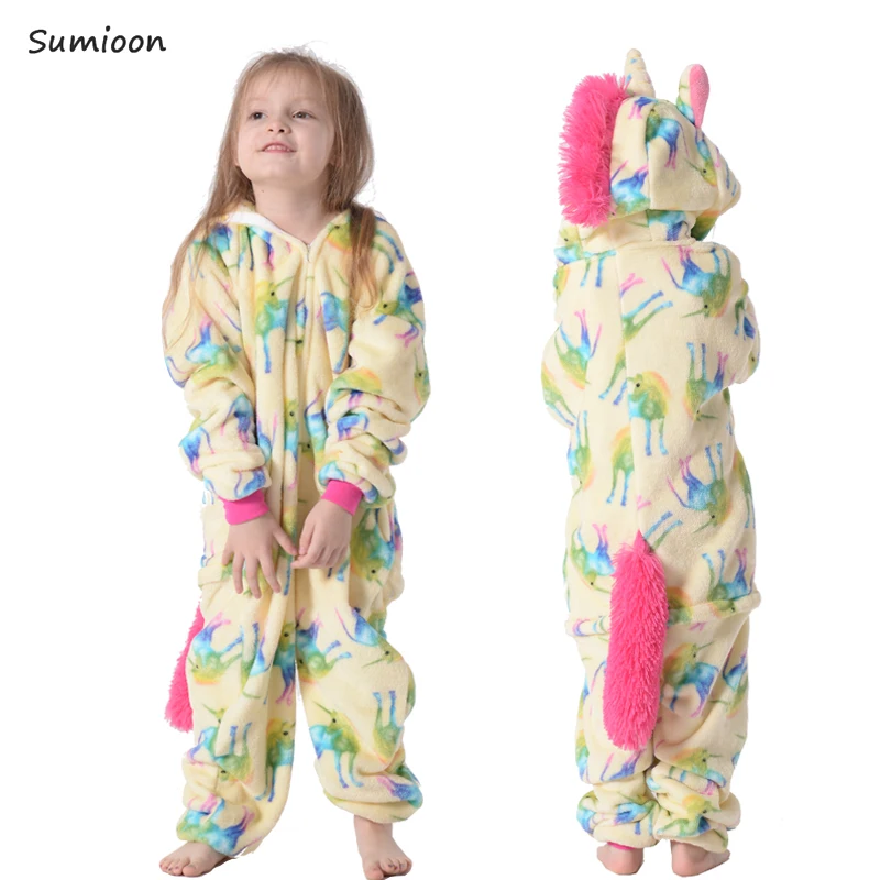 Kigurumi/Пижама с единорогом; комбинезон с животными для детей; одежда для сна для мальчиков и девочек; детская пижама с рисунком единорога; зимний комбинезон