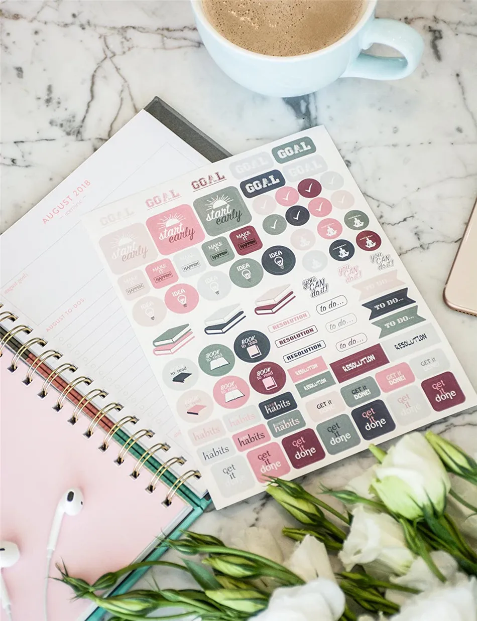 Coffee & Tea Sticker Sheet Bullet Journal Stickers, Planner