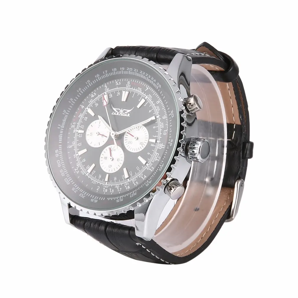 Многофункциональные мужские часы Jaragar, автоматические механические часы из нержавеющей стали, чехол с автоматической датой, полые наручные часы с большим циферблатом