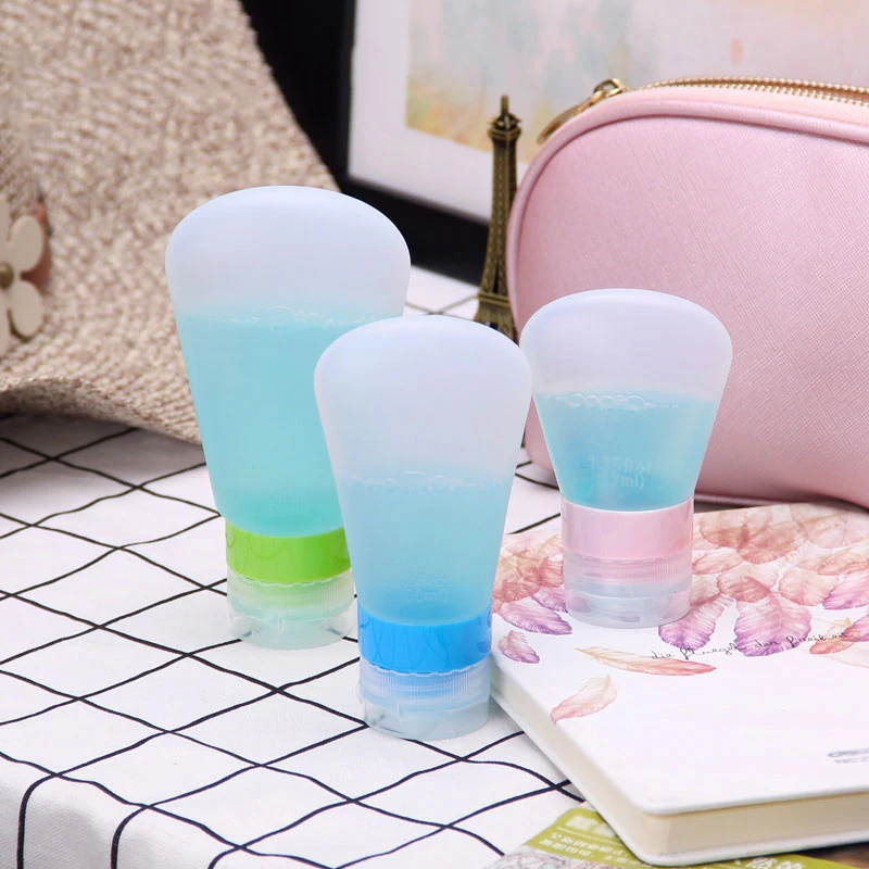 

Portable Silicone Refillable Bottles Traveler Packing Lotion Points Shampoo Container Press Bottles Portable Cosmetics Bottles