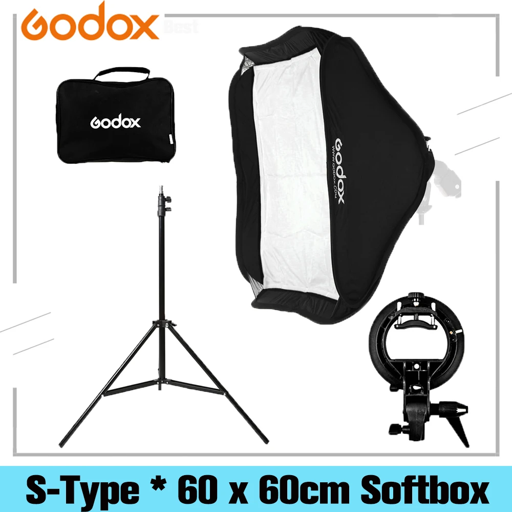 Godo x 60x60 см 24x24 дюймов вспышка Speedlite софтбокс + S Тип Кронштейн Bowens с 2 м светильник