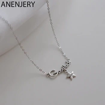 

ANENJERY Handmade Star Tassel "Goodluck" Letter Necklace Thai Silver Color Anti-allergic Necklace For Women Best Gift S-N661