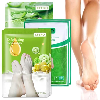 

EFERO 12Pcs=6Pairs Aloe Exfoliating Foot Mask Peeling Dead Skin Whitening Feet Mask for Legs Foot Patch Pedicure Foot Sock