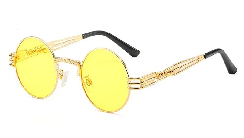 MAXJULI Steampunk Round Sunglasses for Men Women Alloy Eyeglasses Circle Shape Brand Designer Sun glasses Mirror UV_voghion.com