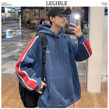 

Legible Men Woman 2019 Fashion Winter Patchwork Hooded Sweatshirts Mens Loose Korean Coat Hoodies Male Thicken Warm Clothes