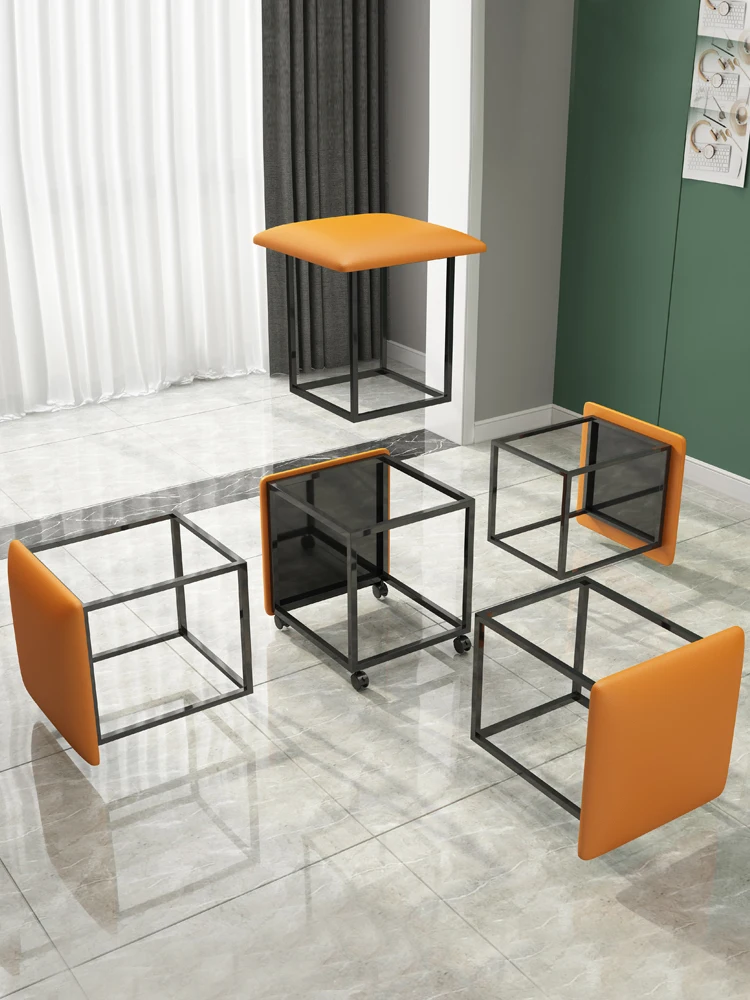 『Cheap!!!』- Rubik's cube stool living room furniture can stacked
coffee table stool multi-functional padded stools removable bench for
shoes