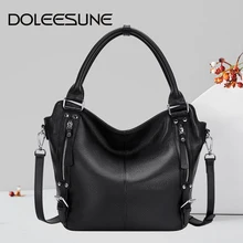 

DOLEESUNE Genuine Cow Leather Top-Handle Handbags for Women Elegant Casual Shoulder Crossbody Bags Fashion Female Large Tote Bag