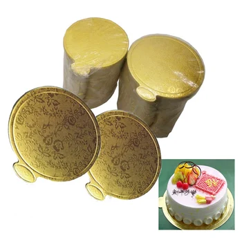 

20pcs Gold Paper Cupcake Dessert Displays Tray Wedding Birthday Cake Pastry Decorative Tools Round Mousse Cake Board 9cm