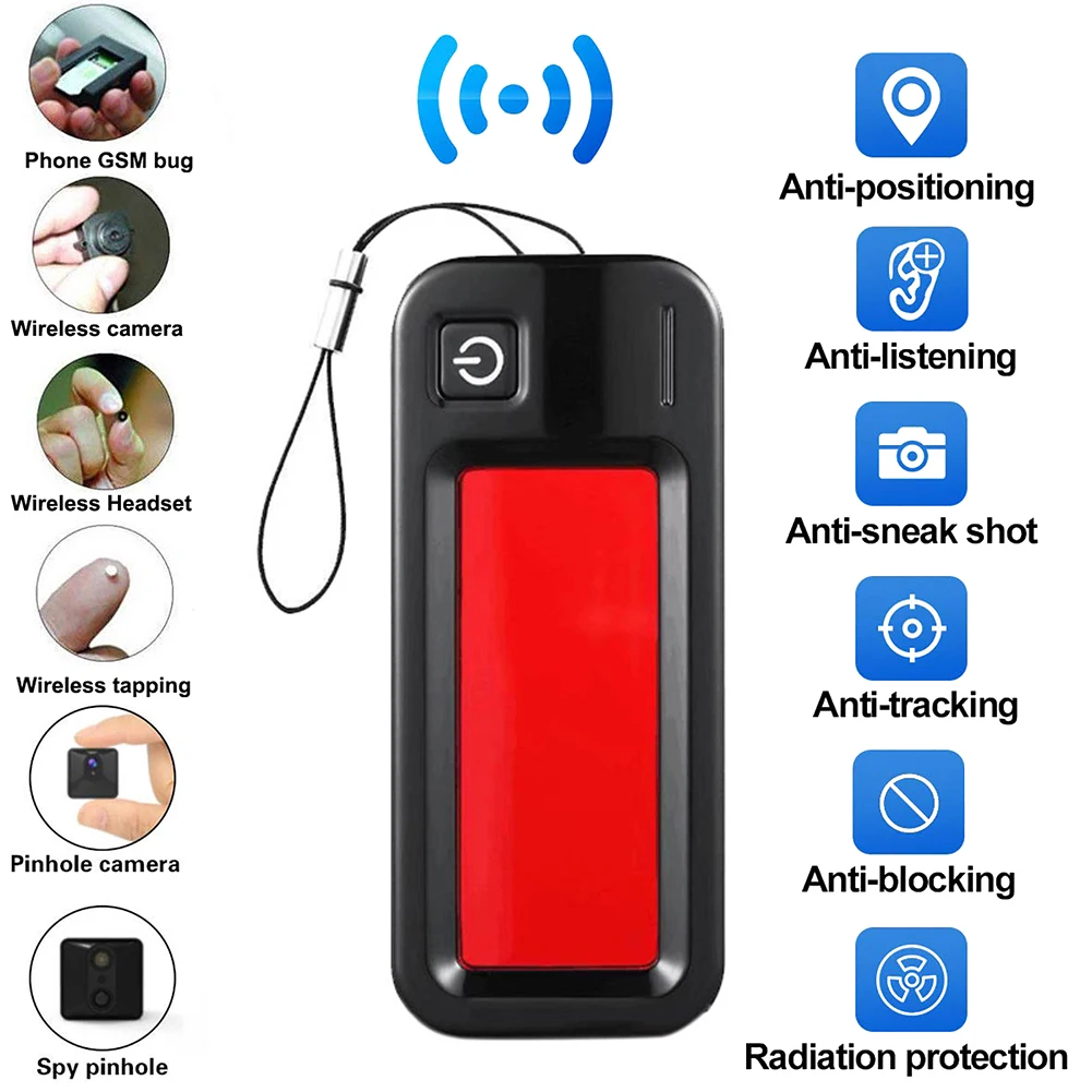 Hide Camera Detector Finder with 12 LED Lights Rechargeable Anti-Sp Wireless Cam Signal Scanner Invisible Lens Tracer for Hotel